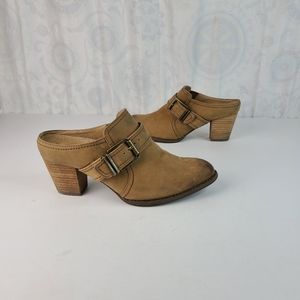 Vionic Cheyenne brown suede leather mule heeled booties size 7.5 EUC